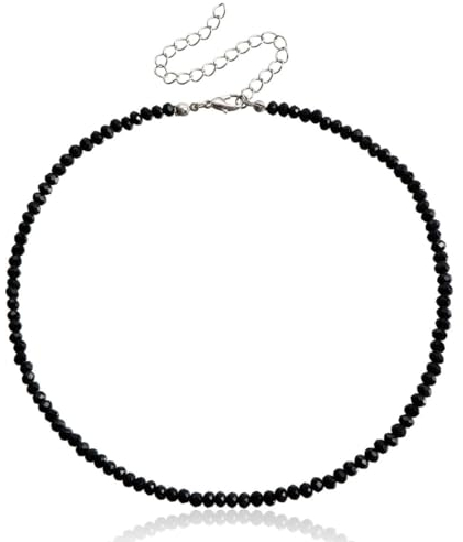 SCJJZ Ketten für Damen,Halskette aus Kristallglasperlen, Bohemian-Halskette für Damen und Mädchen (schwarz)