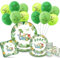 Dinosaur Party Plates Cups And Napkins Boys Birthday Decorations, Tableware Set Paper Plates And Napkins Cups Disposable Kids' Decorations Packs Supplies Balloons