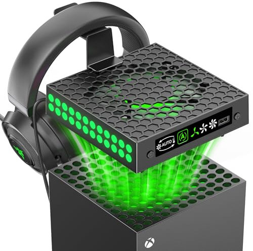 Kosker Soporte de refrigeración Xbx Series X con ventilador de refrigeración automática, ventilador Xbx Series X con 9 luces RGB, 5 sistemas de refrigeración ajustables Xbx Series X, accesorios Xbx
