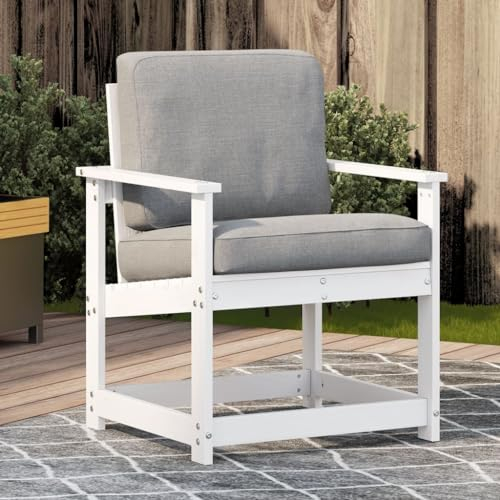 Homgoday Holzgartenstuhl mit Armlehnen & Rückenlehne - Weiß - 62x56x77 cm - für Terrasse & Garten Model832626