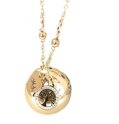 MODA MavillA Collier motif anges, grossesse, rappel des anges, boîte cadeau incluse, collier long grossesse, boule sonore, pendentif en argent 925, Large, Argent