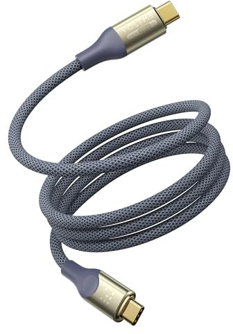 VOLTME Cavo USB-C Utron CTC 240W USB4.0 Type-C Cavo video USB 8K 60Hz 2,0 m/6,6 ft nylon intrecciato blu, Cavo ricarica per iphone 15 Pro MacBook, Galaxy S24 Ultra, Pixel, Dell, HP, Steam Deck ecc.