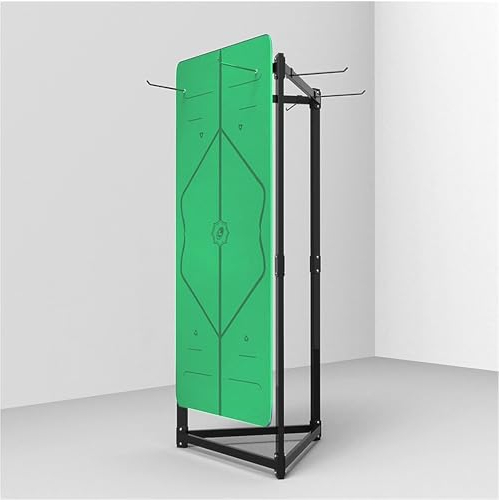 SAPDMBDBBSH Yoga Matte Regal,Aufbewahrungsregal Für Yogamatte, Yoga Mat Holder Stand Gym Studios Exercise Mats Display Shelf with Movable Hooks Floor Standing