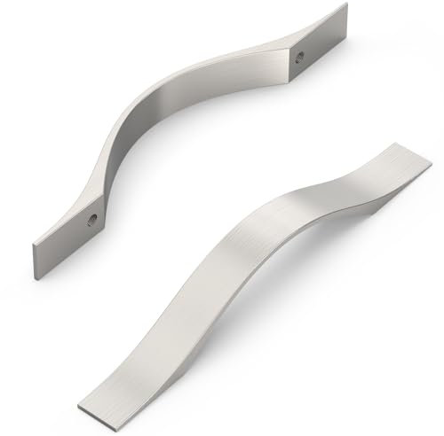 FURNIWARE Tiradores de armario para muebles, 10 unidades, níquel satinado cepillado, 96 mm, distancia entre orificios, tiradores de cocina, tiradores de muebles, tiradores de cajones, para armarios de