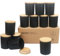 MILIVIXAY Paquete de 12 tarros de cristal grueso negro mate de 7 onzas con tapas, tarro de vela vacío a granel para hacer velas, recipientes de especias y polvo.