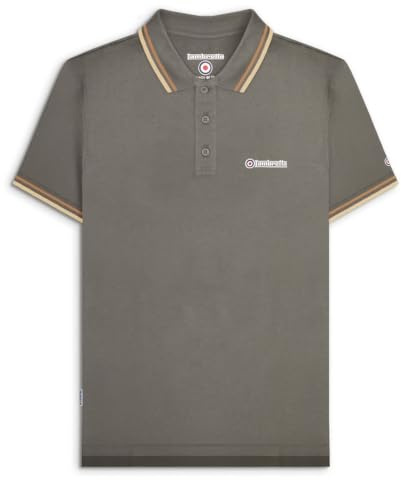 Lambretta Mens Tipped Polo Granite M