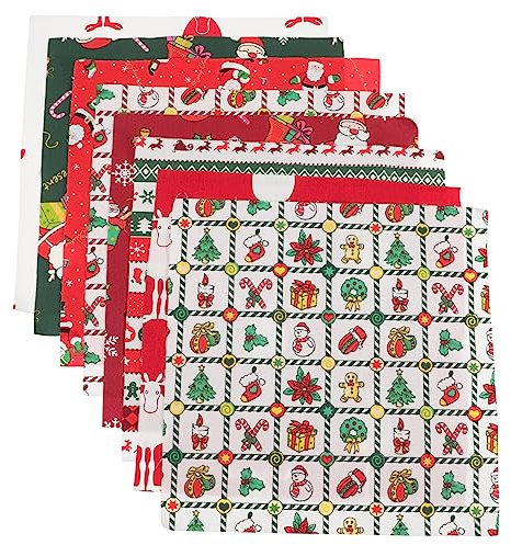 JEWEDECO 8stücke Teiliges Weihnachtsstoff Baumwolle Für Patchwork Und Nähprojekte Hochwertige Quilting-Stoffe Für Kreative Bastelarbeiten