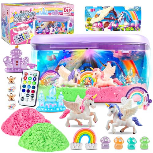 Plunack Kit de Terrarium Magique pour Enfant, Activité Créative avec Licorne à Fabriquer Soi-Même, Veilleuse avec télécommande - Cadeau Licorne Idéal pour Filles de 3 à 7 Ans, Jardin Licorne Lumineuse