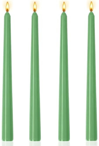 Ovaletta 4 Stück Stabkerzen Dunkelgrün, Ostern Spitzkerzen, Lange Kerzen, Grün Kerzen, Stabkerzen Dunkelgrün, für Hochzeit, Geburtstag, Höhe 25 cm, Durchmesser 2,2 cm, Brenndauer ca. 8 Stunden