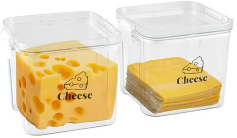 Set mit 2 Käsebox Kühlschrank BPA-freie Aufschnittboxen für Kühlschrank Aufbewahrungsbox mit Deckel Käsescheiben und-Stücke Frischkäse-Kühlschrank Lebensmittel Aufbewahrungsbox 10.5 x 10.5 x 9.5 cm