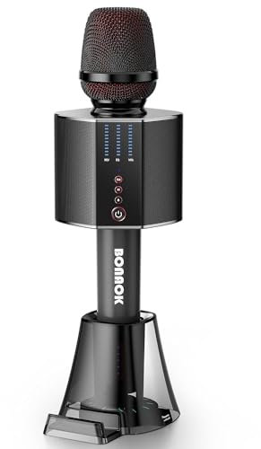 BONAOK Karaoke Mikrofon Erwachsene, Tragbares Kabelloses Bluetooth Karaoke Mikrofon System für Partys im Auto zu Hause im Freien, Karaoke Maschine für PC/All Smartphones G50 Schwarz