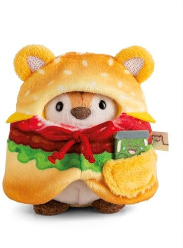 NICI Kuscheltier Tiger Tiggy 8cm mit Gurkenglas & Hamburgerkostüm in Geschenkbox - beige - Stofftier aus weichem Plüsch, Plüschtier zum Kuscheln und Spielen, für Kinder & Erwachsene - 61656