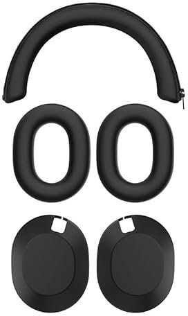 Solid Color Silicone Protection Set for Sony WH1000XM6 Headphones - Ear Cup Covers, Headband Cover & Shell Cover, Available in Black/Red/Navy Blue/Beige/White (Black)