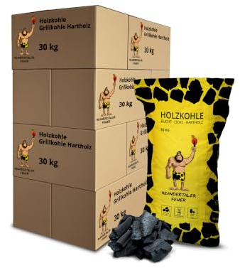 Neandertaler Feuer Holzkohle Grillkohle Buche - Charcoal BBQ 10 x 30 kg Kohle für Grill Smoker Kamin | Grillholzkohle aus Laubholz Buchenholzkohle 300 kg | Restaurant Qualität