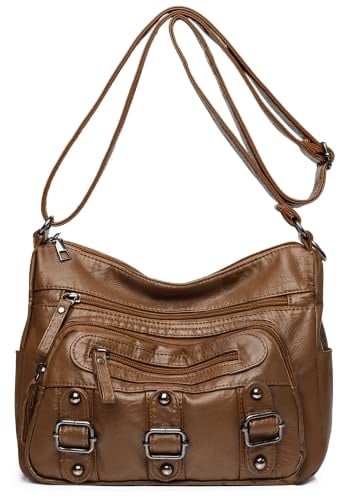 Mabecol Handtasche Damen, Shopper Tasche PU-Leder, Schultertasche | Y2K Vintage Retro Tote Bag Mit Crossbody Schultergurt, Elegante Große Umhängetasche Für Uni, Arbeit, Alltag Und Reisen
