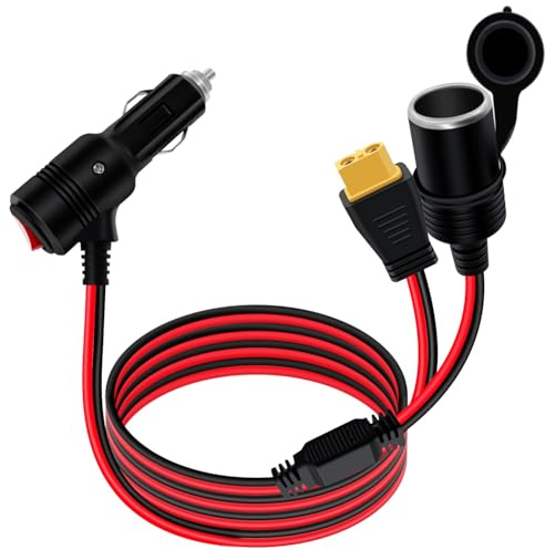 YINGAYOU Cable Mechero XT60 con Interruptor 14AWG Alargador Cable Mechero Coche 12V 24V con LED y 15A 20A Fusible para Coches, Motos y Barcos (2 m/6.5 ft)