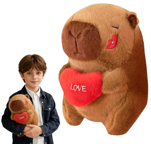SORAYUXI Capybara Plüschtier - 25cm Cartoon Capybara Plüschtier mit Alphabet-Herz, Niedliches Wasserschwein Kuscheltier, Geburtstag Geschenk für Kinder Mädchen und Jungen, Home Deko Geschenk