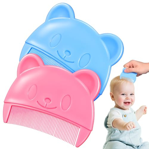 SAFIGLE 2Pcs Fine Tooth Comb Set for Cradle Cap Removal, Portable Hair Combs for Newborns and, Soft Blue and Pink Grooming Brushes