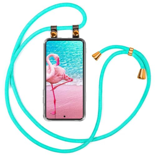 moex Handykette für Redmi Note 15 5G Hülle mit Band abnehmbar, Handyhülle mit Kette zum Umhängen, Handyband 155 cm lang Stoff Kordel Umhängehülle, Handy Umhängeband, Türkis