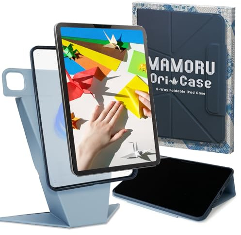 BELLEMOND iPad Pro 11 Hülle für M5 (2025) / M4 (2024) | Origami Folio Ständer | 6-Fach faltbar, magnetisch abnehmbare Abdeckung | Mamoru Ori Case | Navy & Pale Blue