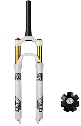 NIKANXIA Fourche à Suspension Pneumatique 26/27,5/29 Pouces, Tube 1-1/8, Débattement 120 mm, Pivot Conique et Droit, Fourche Avant VTT(Vertebral HL,27.5in)