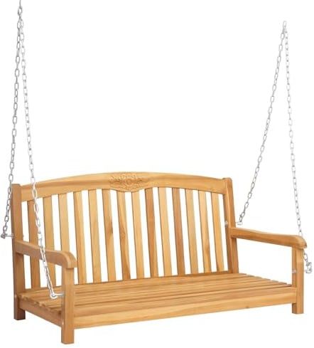vidaXL Schaukelbank Natur 114 x 61 x 61,5 cm Massivholz Teak, Garten Hängematte, rustikales Teakholz für Chill-Out, Sitzbank in Beige, extra bequem und cool