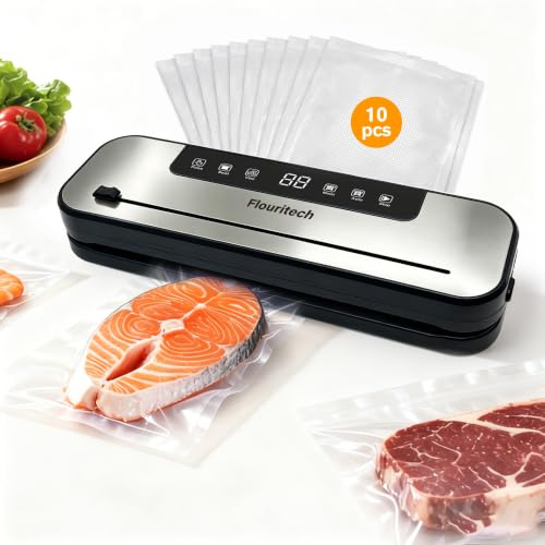 75kPa Vacuum Sealer Machine, 6-in-1 food vacuum sealer machine | Food Vacuum Sealer Machine for Sous Vide/Food Storage,Built-In Cutter,Bag Sealer Heat Seal,Compact Vacuum Sealer for Food
