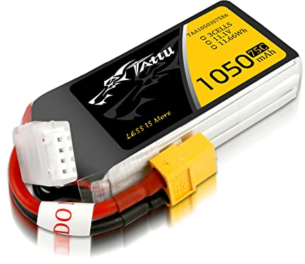 Tattu Batería Lipo 3s 1050mAh 75C 11.1V con XT60 Conector para FPV Racing RC Quadcopter Helicóptero Avión Multimotor Hobby DIY