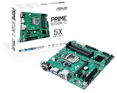 ASUS 90MB0SQ0-M0EAYC - Prime B250M-C/CSM S1151 MATX - Intel B250, 4 x DIMM, Max. 64GB, DDR4 2400/2133 MHz Non-ECC, Gigabit Ethernet, USB 3.1 Gen.1, Micro ATX