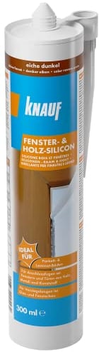 Knauf Fenster- und Holz-Silicon für Fenster und Türen aus Holz – neutralvernetzendes Spezial-Silicon, ideal auch für Versiegelungen im Glas- und Fenster-Bau, 300-ml, Eiche Dunkel
