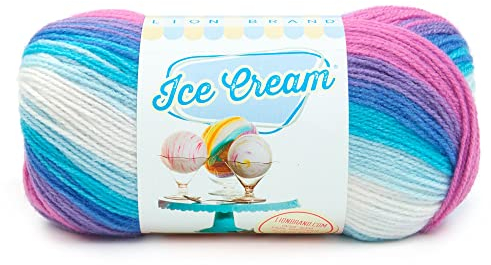 Lion Brand Yarn Ice Cream, DK Weight Acrylic Blend Yarn for Knitting, Crochet, and Crafts, Moon Mist, 1 Pack