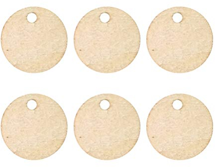 VOSAREA 50 Stücke Runde Holzscheiben mit Loch Holzanhänger Holz Streudeko für Rustikale Deko Hochzeit Kalender Countdown DIY Scrapbooking Handwerk 2cm