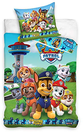 Paw Patrol Carbotex Bettwäsche Calling All Pups – Bettbezug 140 x 200 cm + Kissenbezug 65 x 65 cm