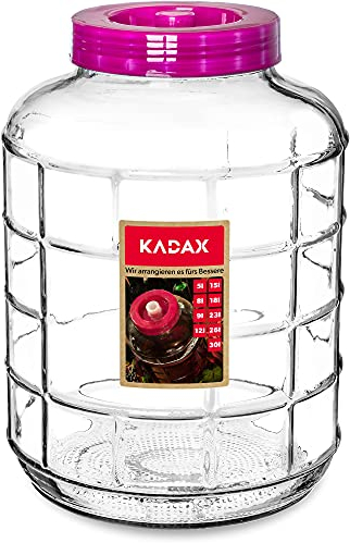 KADAX Glass Jar 26L, Large Fermentation Jar with Plastic Lid, Airlock and Wide Mouth Opening, Airtight Jar for Pickling, Preserving, Wine Container