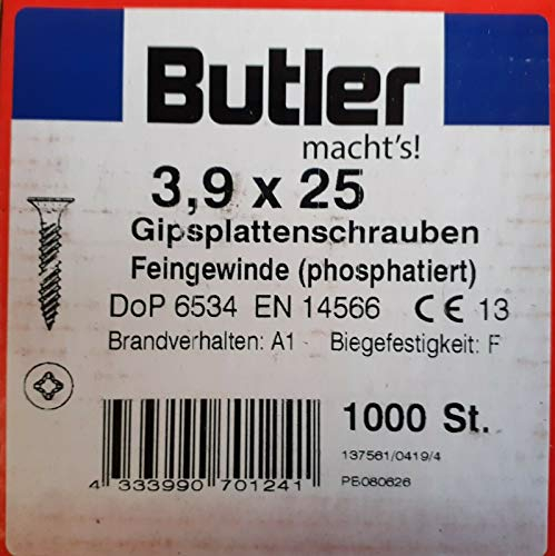 Gipsplattenschrauben Schnellbau Trockenbau Schrauben 3,9 x25 Feingewinde 1000 St