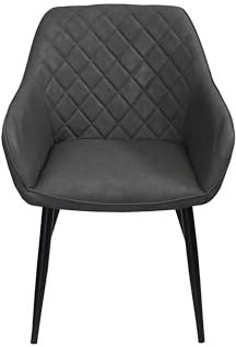 SAM Esszimmerstuhl Lasse, Kunstlederbezug in Anthrazit, Schwarze Metallfüße, Schalenstuhl im skandinavischen Stil, Armlehnstuhl mit Absteppungen