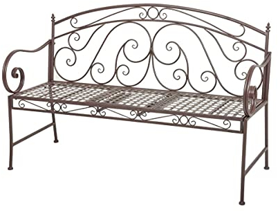 Spetebo Metall Gartenbank 2/3 Sitzer mit hochklappbarem Tisch - 148 x 55 x 96 cm - Outdoor Lounge Garten Bank Parkbank mit Tisch