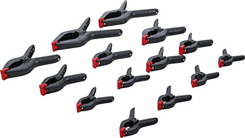 BGS Diy 91837 | Leimzwingen-Satz | 14-tlg. | bewegliche Spannbacken | Feder-Klemme | Feder-Zwinge