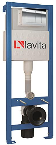 Domino Lavita WC Vorwandelement für Hänge-Toilette inkl. Drückerplatte (QC) Chrom 112-128 cm