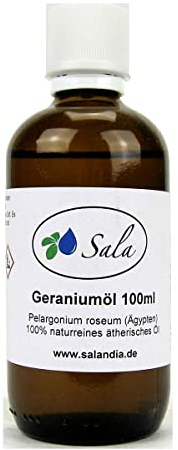 Sala Geraniumöl Bourbon ätherisches Öl Rosengeranie naturrein 100 ml Glasflasche