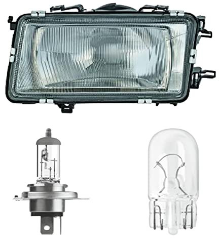 DM Autoteile 400027B Scheinwerfer Halogen H4 links kompatibel für 80 B3 ab Baujahr 1986-1991 inklusive Leuchtmittel/Birnen