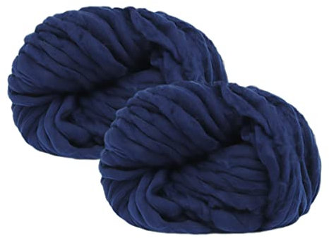 Maxee Sperrige Armstricken Wolle 500g (2 * 250 g), Roving Garn zum Handstricken Häkeln, Grobe Isländische Wolle, Grobstrick Weiches Wollgarn, Dicke Wolle Garn für Decke Stricken - (Dunkelblau)