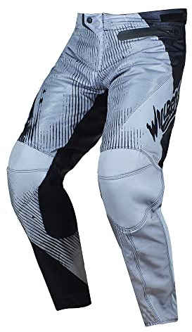 Willbros Herren BMX Bergab Mountainbike Sprint Hose Sommer MX Motocross Radfahren Offroad Trousers Dirt Bike Motorrad Grau M=32