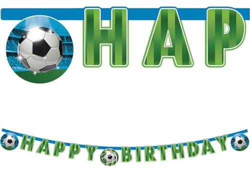 Procos - Geburtstagsgirlande Happy Birthday Fußball Soccer Fans Party aus FSC-Papier, PR93751