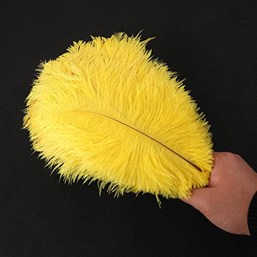 10 Stück 25-30cm Natürliche Straußenfedern,Strauß Feder zum Basteln,Bastel Federn für DIY Traumfänger Zubehör,Heimdekoration,KostüMe,Tischdeko Hochzeit Party Fest Hüte Kleidung Dekoration,Gelb
