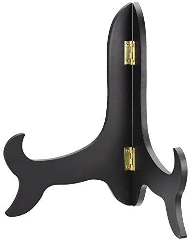 sourcing map 2pcs 10 Easel Plate Holder, Wooden Folding Display Stand Black for Decorative Picture Frame