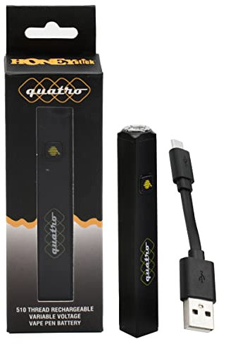 HoneyStick Quatro 510 Thread Battery Cube Shaped Vape Pen Battery for CBD and Thick Oil with 400mAh Capacity and 3 Voltage Settings No Nicotine