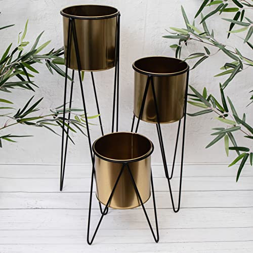 Set of 3 Tier Gold Plant Stands Wire Metal Pots Nordic Industrial Indoor Outdoor Garden