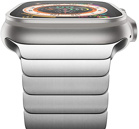 NewWays 49mm 46mm 45mm 44mm 42mm(Serie 3 2 1) Kompatibel mit Apple Watch Armband,Edelstahl Gliederarmband Ersatzarmbänder Geeignet für iWatch Ultra 2/Ultra,Series 10/9/8/7/6/5/4/3/2/1/SE,Silber