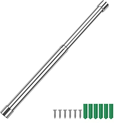 31-51cm Kleiderstange aus Edelstahl, GEBAUM Einziehbarer Wandgarderoben, Silber Kleiderständer Handtuchhalter, Kleiderhaken mit Schrauben für Schrank Garderobe